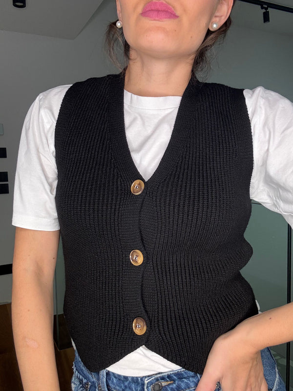 GILET CON "BOTTONI SFUMATI" NERO