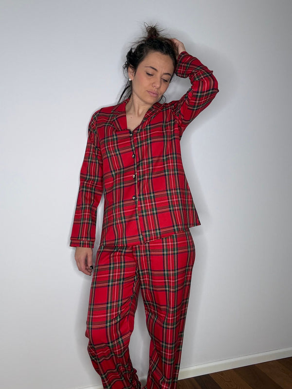 FILO D'ANGELO PIGIAMA DONNA TARTAN ROSSO